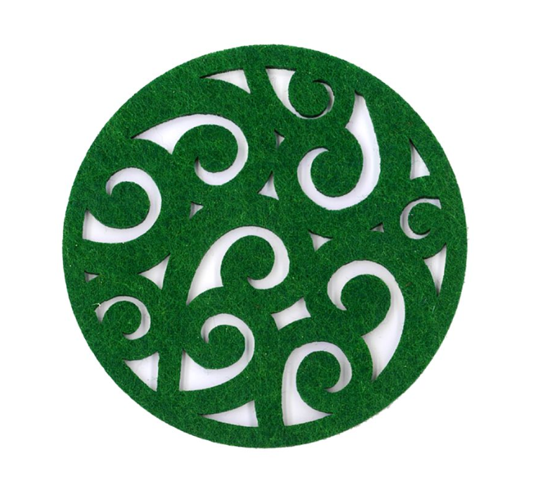Felt Coasters - Koru Dark Green (4pc)