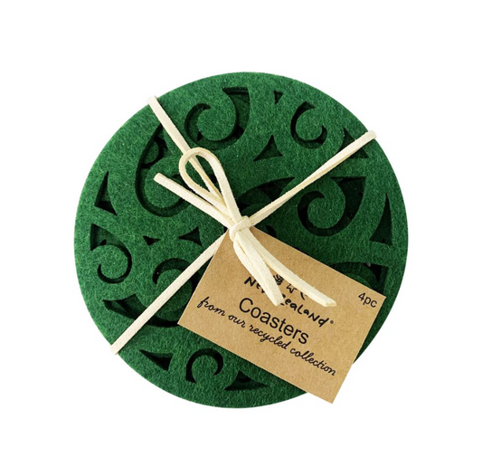 Felt Coasters - Koru Dark Green (4pc)
