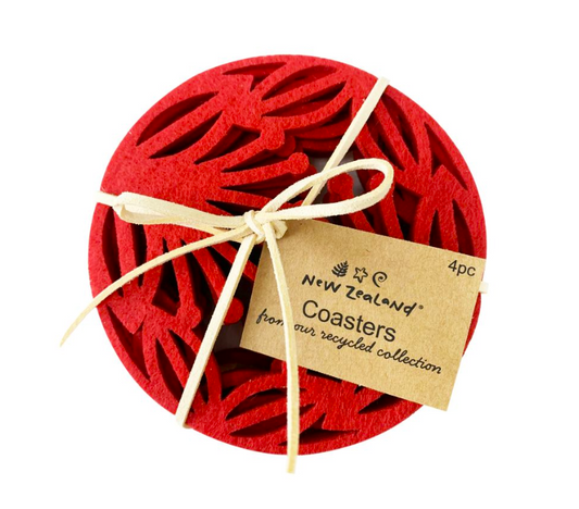 Felt Coasters - Pohutukawa Red (4pc)
