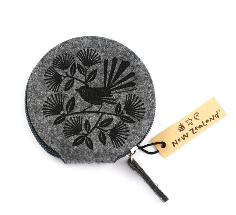 Coin Purse - Tui Bird Grey